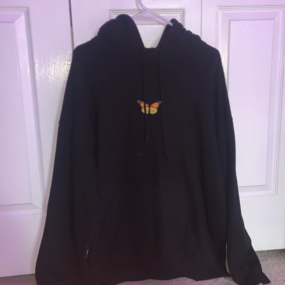 Brandy Melville Black Butterfly Hoodie- One Size